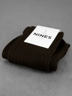 Chaussettes laine vierge marron chocolat