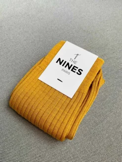 Chaussettes laine vierge jaune moutarde