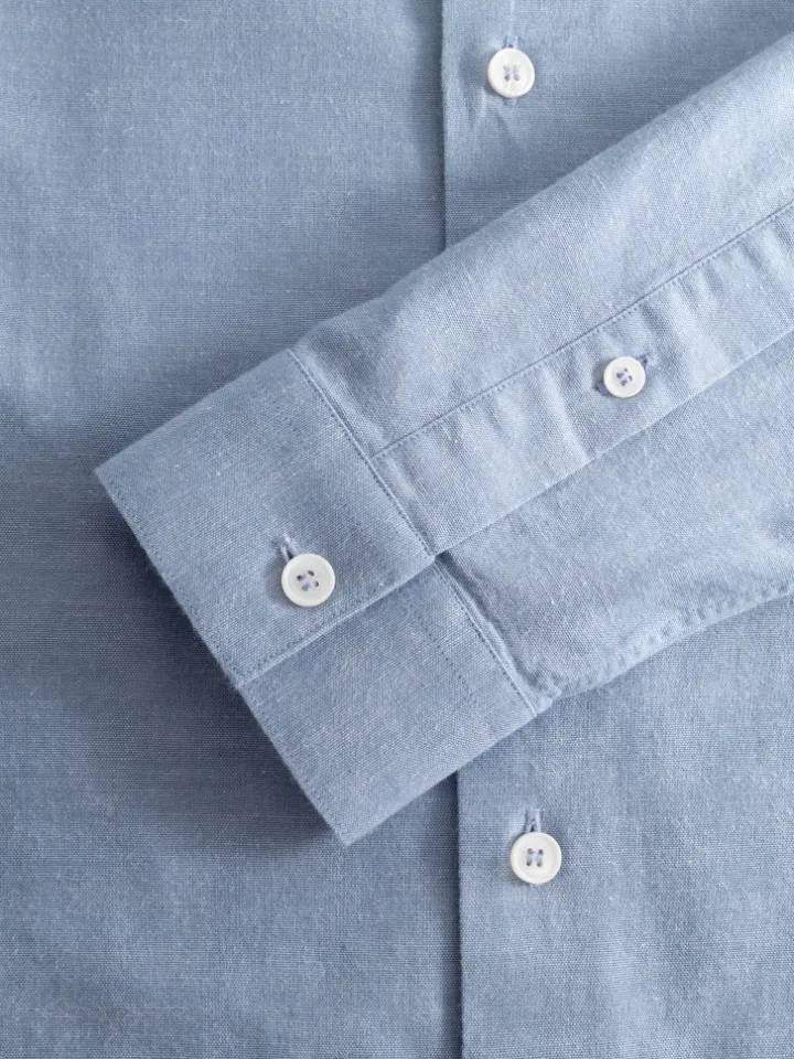 Chemise col américain en oxford japonais bleu ciel