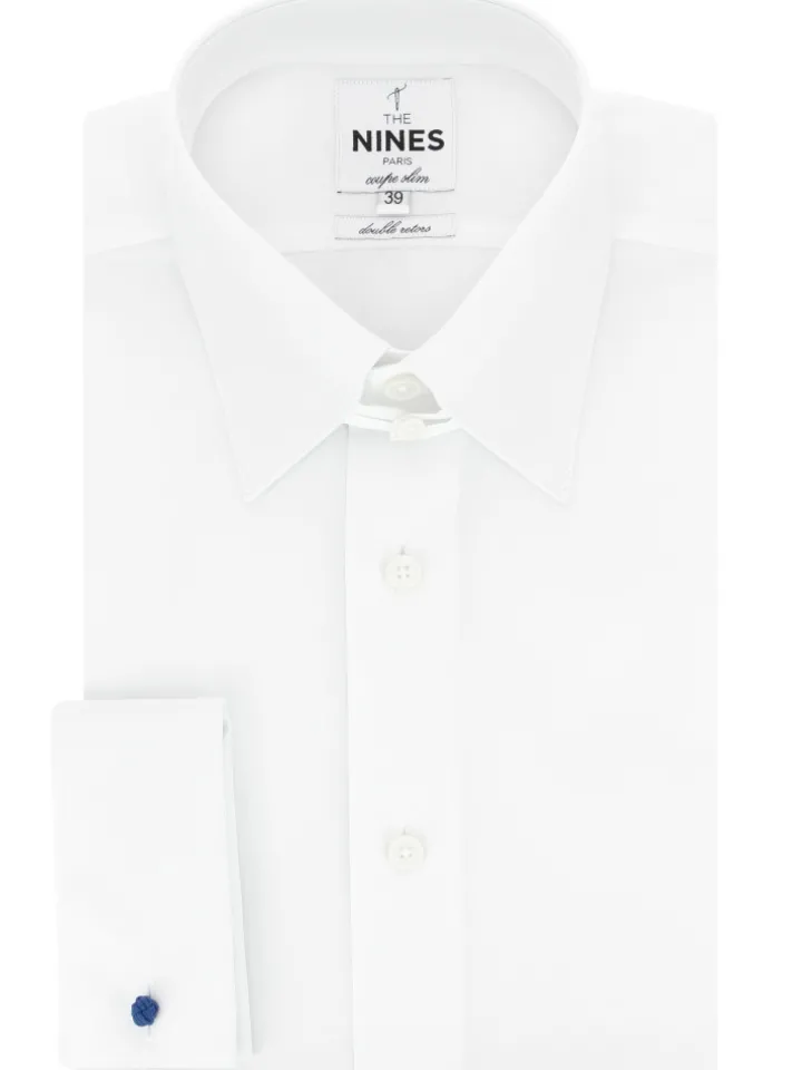 Chemise col anglais blanche poignets mousquetaire
