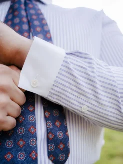 Chemise col français à rayures parme