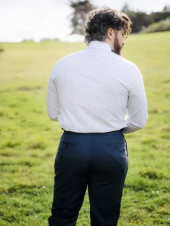 Chemise col français à rayures parme