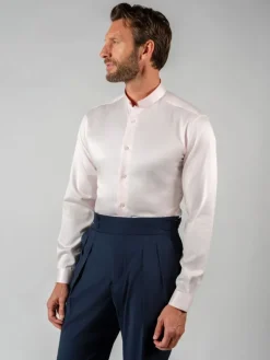 Chemise col inversé mini twill rose