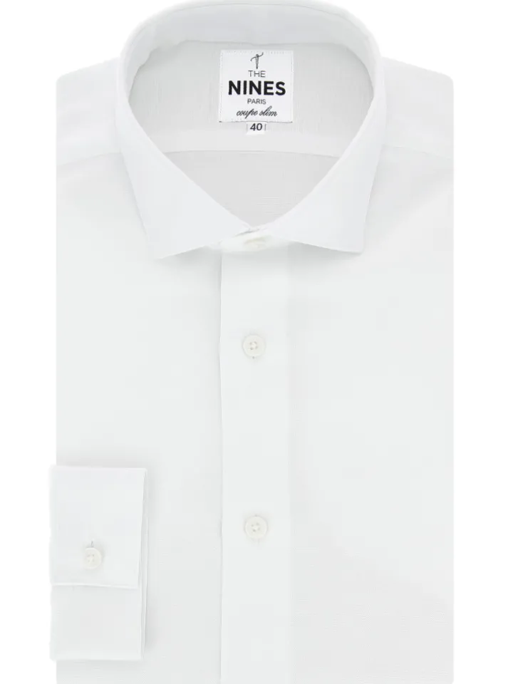 Chemise col italien en lin et coton blanche