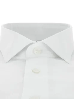 Chemise col italien en lin et coton blanche