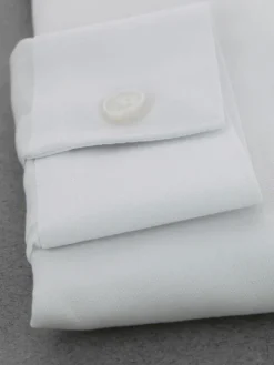 Chemise col italien en lin et coton blanche