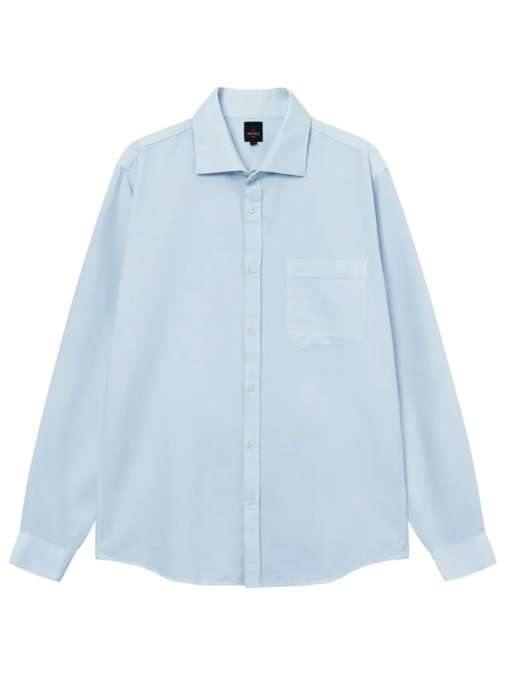 Chemise col italien en oxford bio bleu ciel