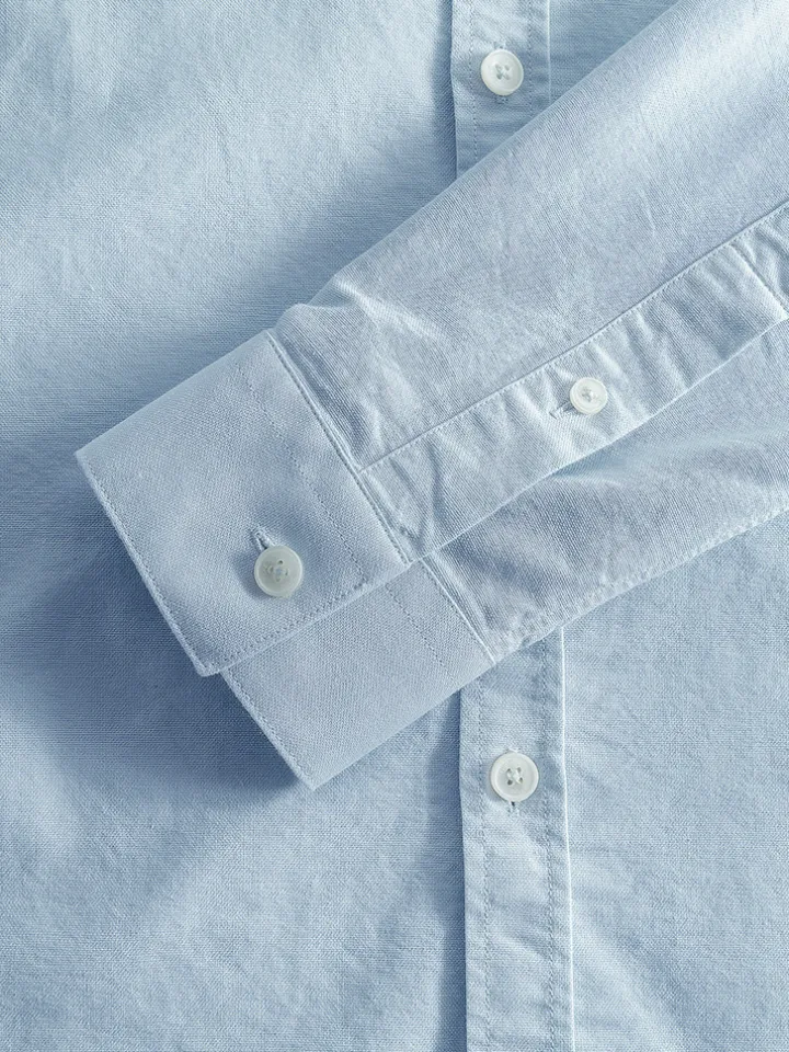 Chemise col italien en oxford bio bleu ciel