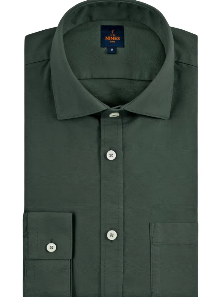 Chemise col italien en oxford bio thym