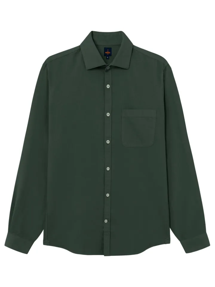 Chemise col italien en oxford bio thym