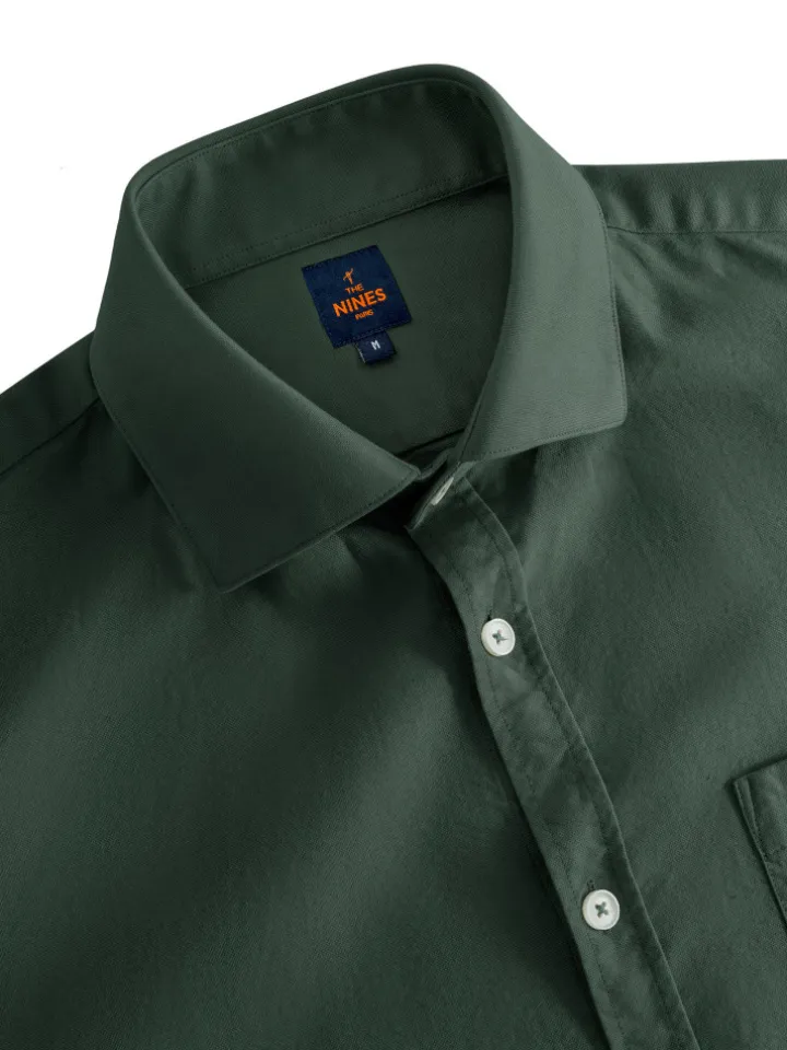 Chemise col italien en oxford bio thym