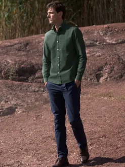Chemise col italien en oxford bio thym