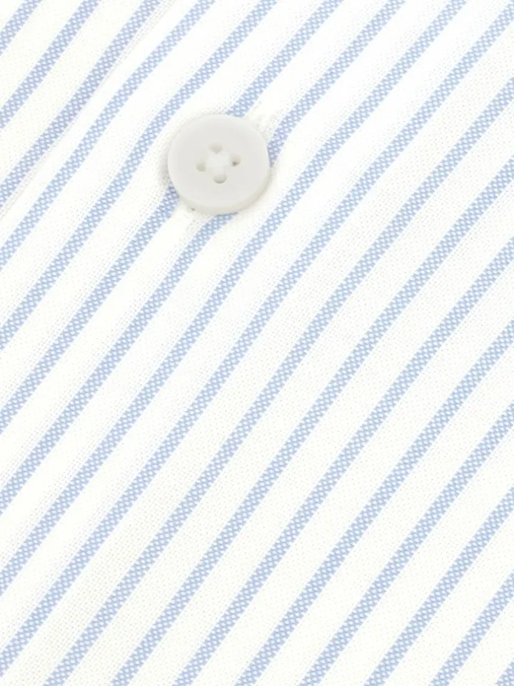 Chemise col italien infroissable à rayures bleu ciel
