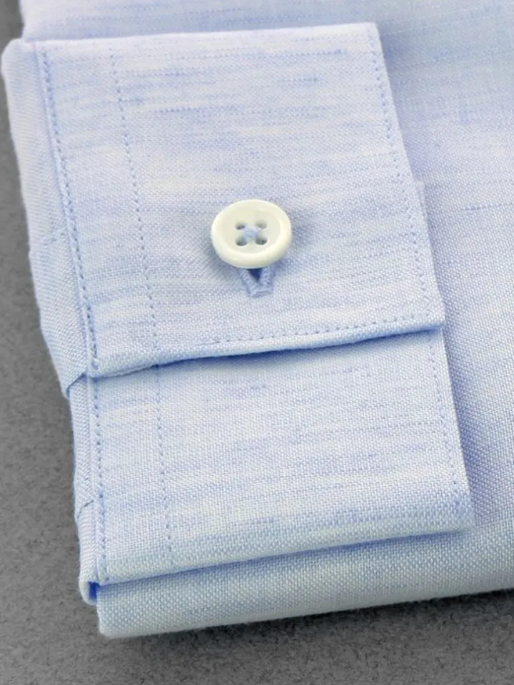 Chemise col Mao en lin bleu ciel