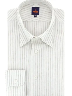 Chemise col napolitain à rayures beiges