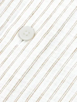 Chemise col napolitain à rayures beiges