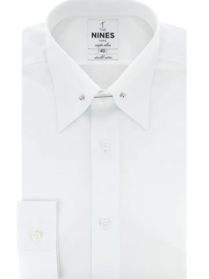 Chemise col épingle blanche en popeline