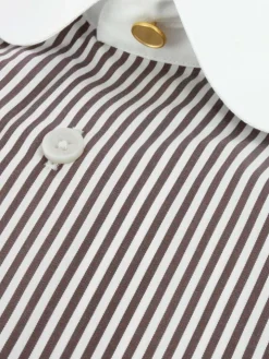 Chemise col rond à rayures marrons