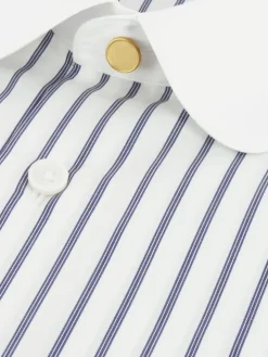 Chemise col rond à triples rayures bleu marine