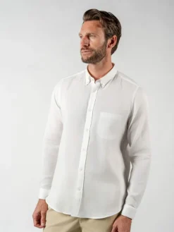Chemise en gaze de coton blanc col américain
