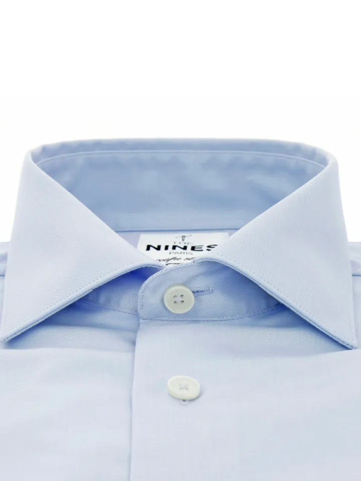 Chemise infroissable col italien bleu ciel