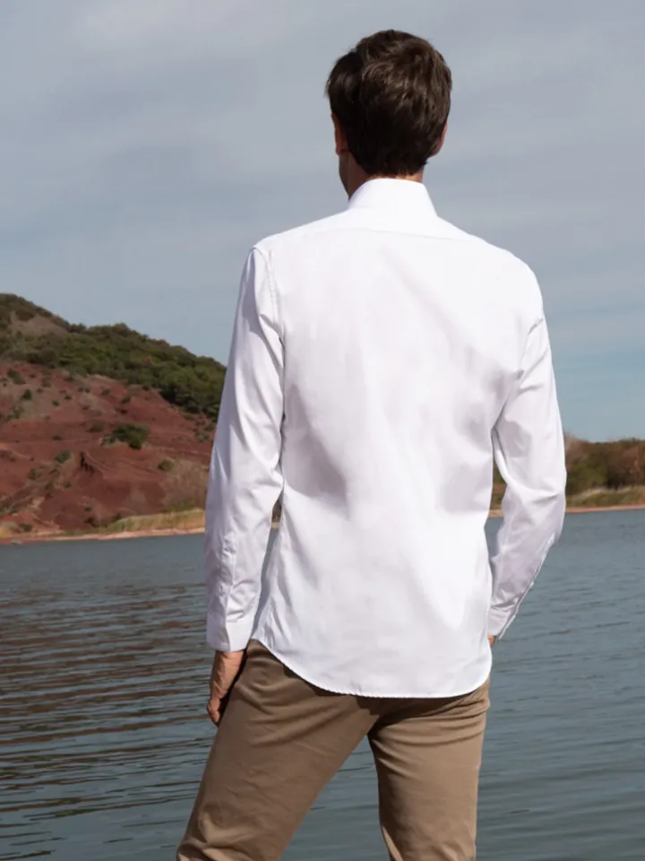 Chemise infroissable col italien blanche
