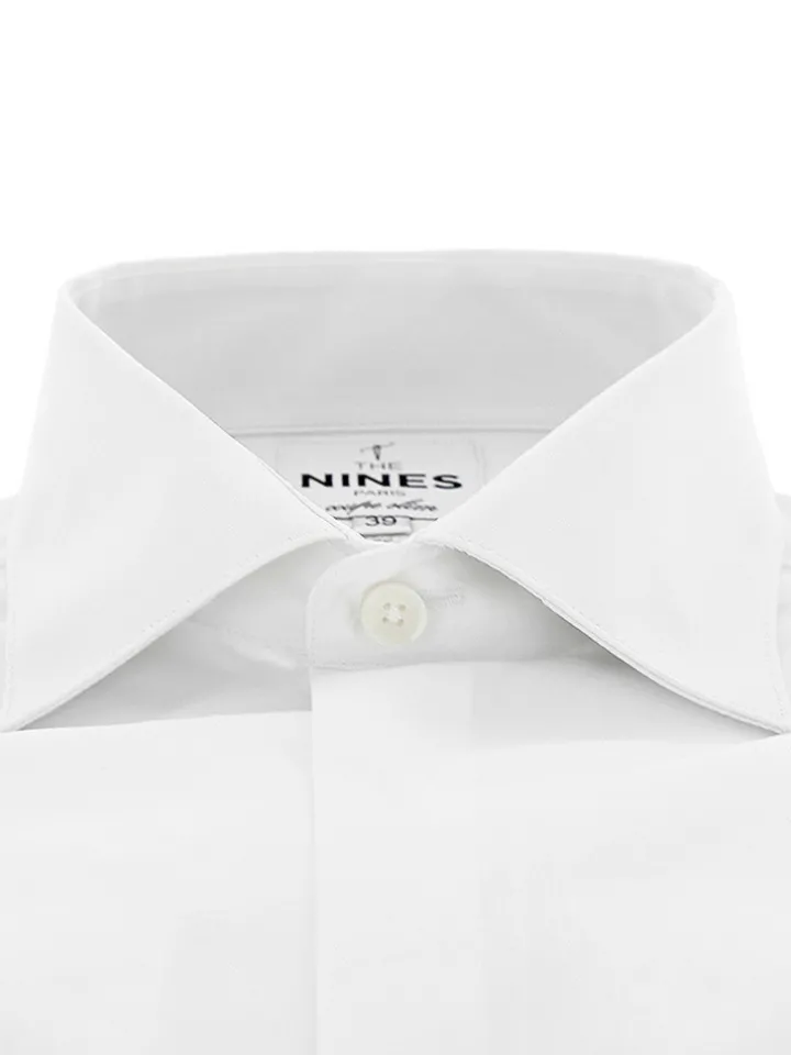 Chemise mousquetaire blanche à gorge cachée col italien