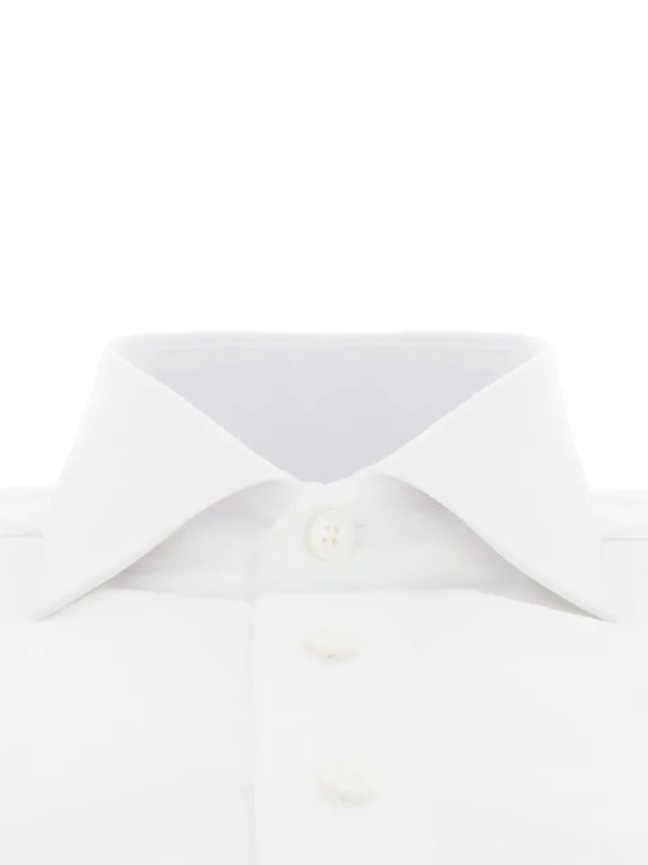 Chemise mousquetaire col italien en twill blanc