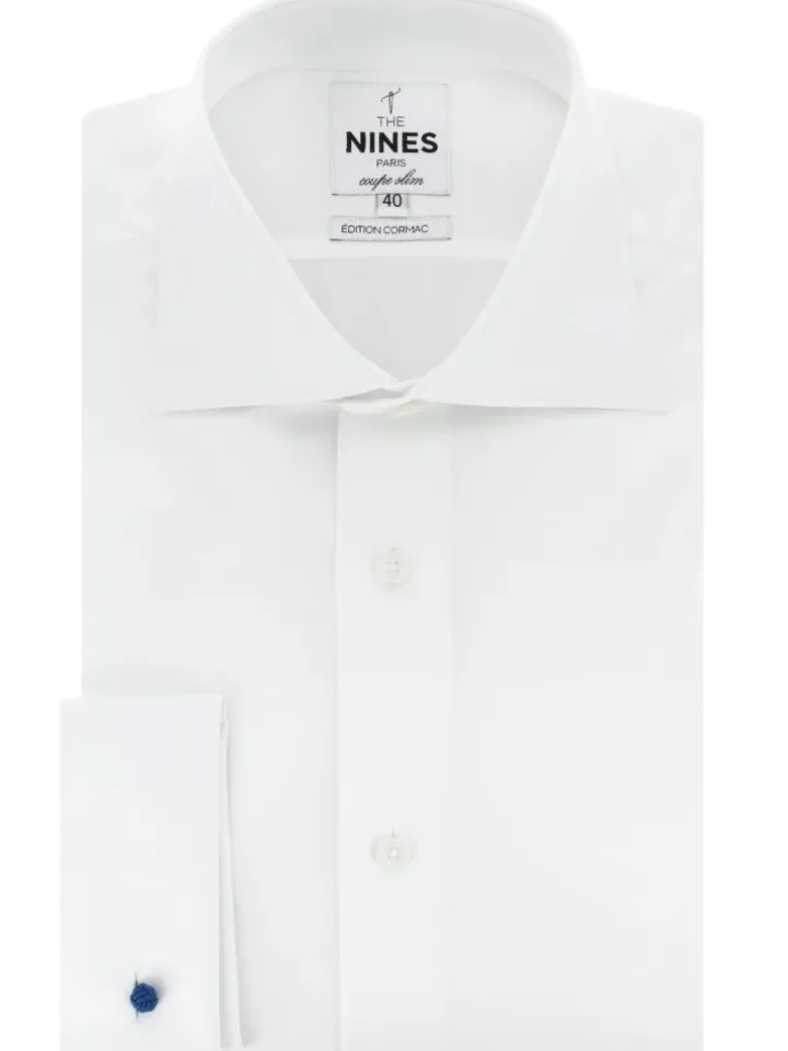 Chemise Prestige Alex Cormac mousquetaire grand col italien twill blanc