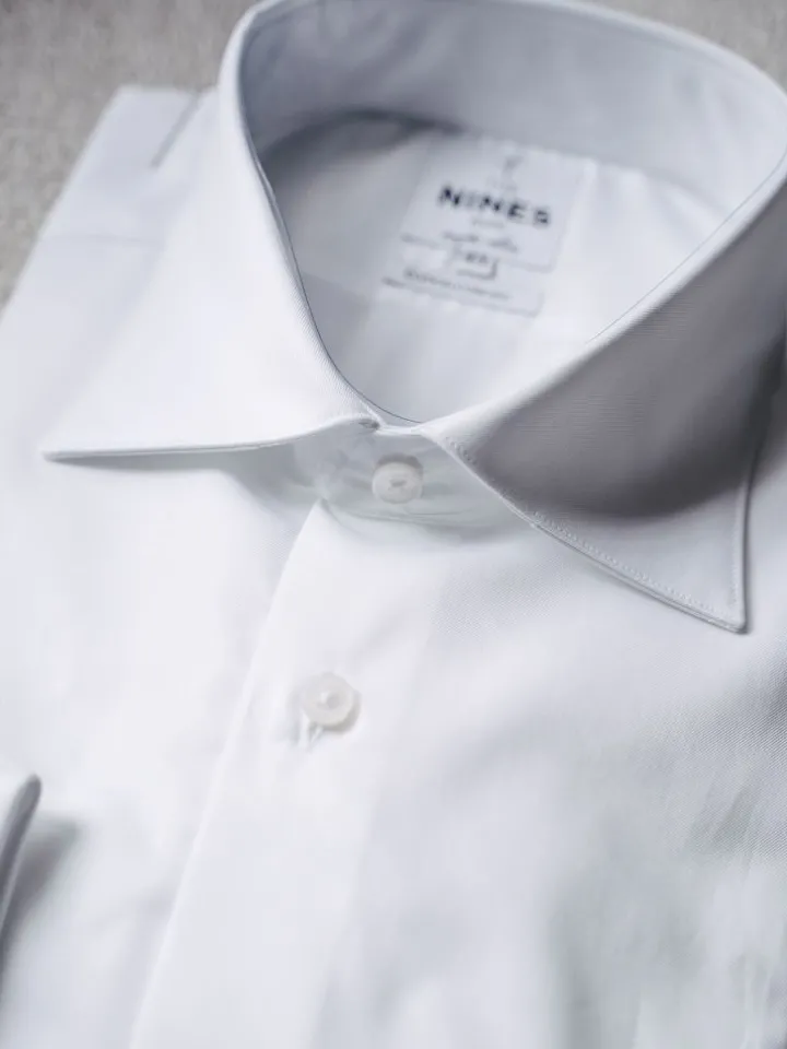 Chemise Prestige Alex Cormac mousquetaire grand col italien twill blanc