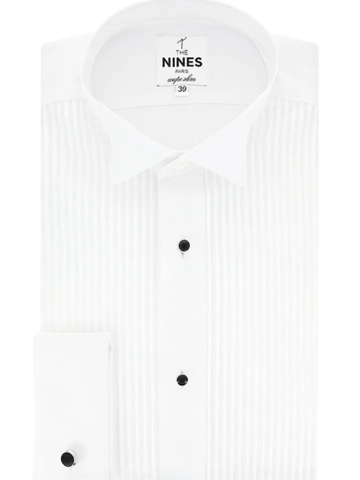 Chemise smoking col cassé à plastron