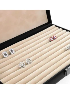 Coffret boutons de manchette en cuir grand format
