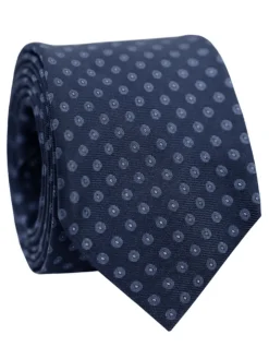 Cravate bleu marine à motifs géométriques pois bleus