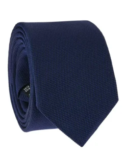 Cravate bleu marine en soie nattée Saint-Honoré