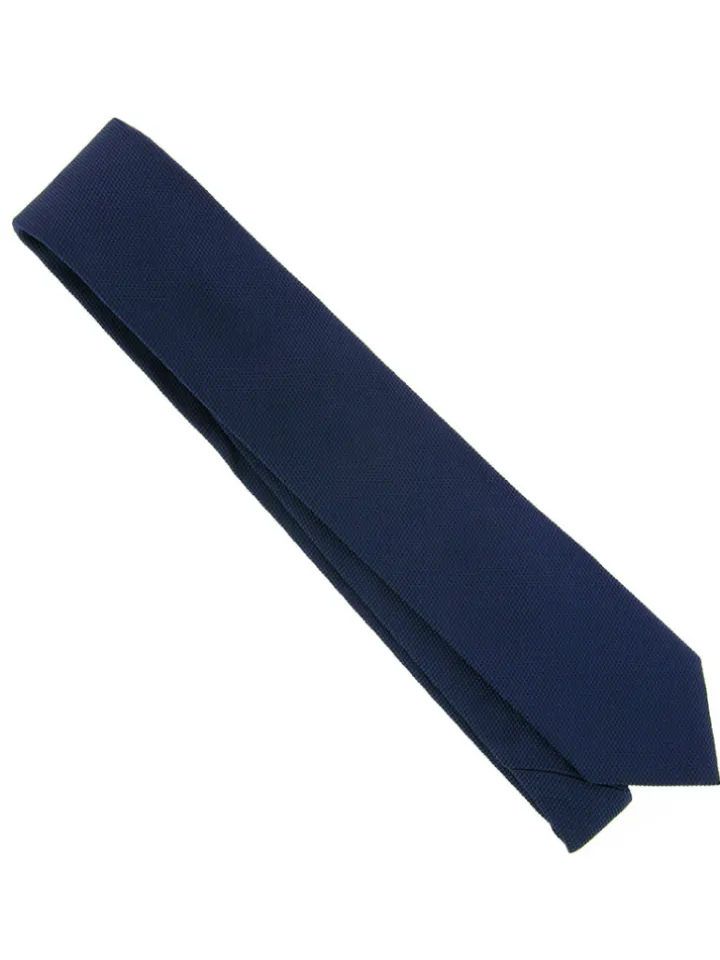 Cravate bleu marine en soie nattée Saint-Honoré
