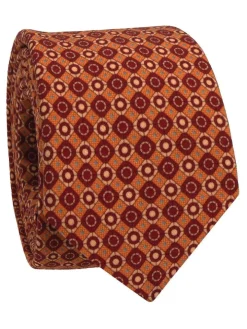 Cravate en laine orange à motifs rétro