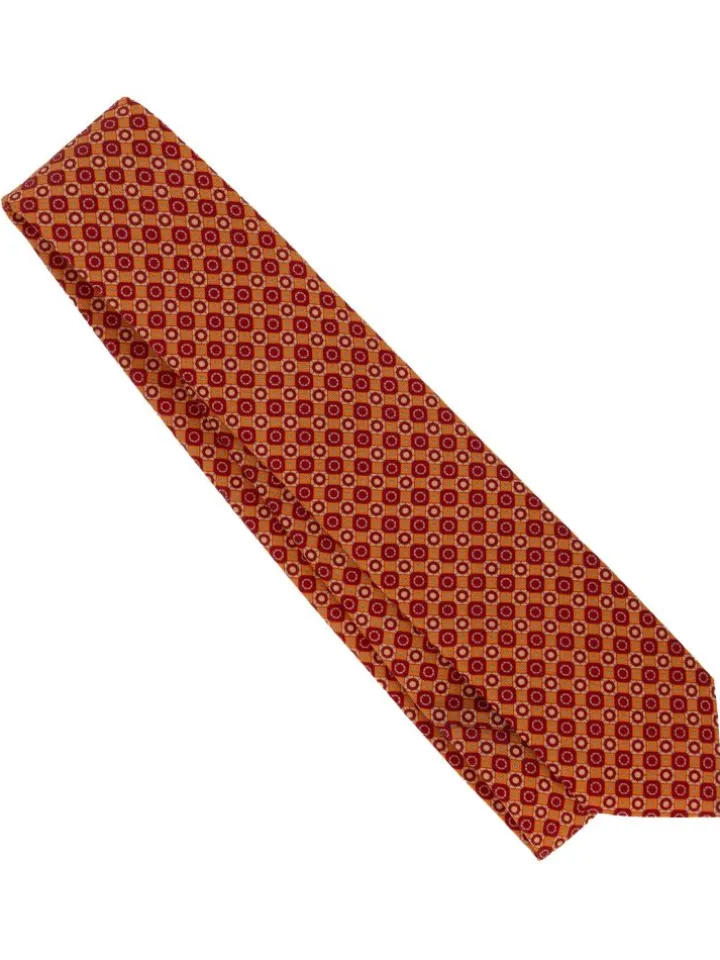 Cravate en laine orange à motifs rétro