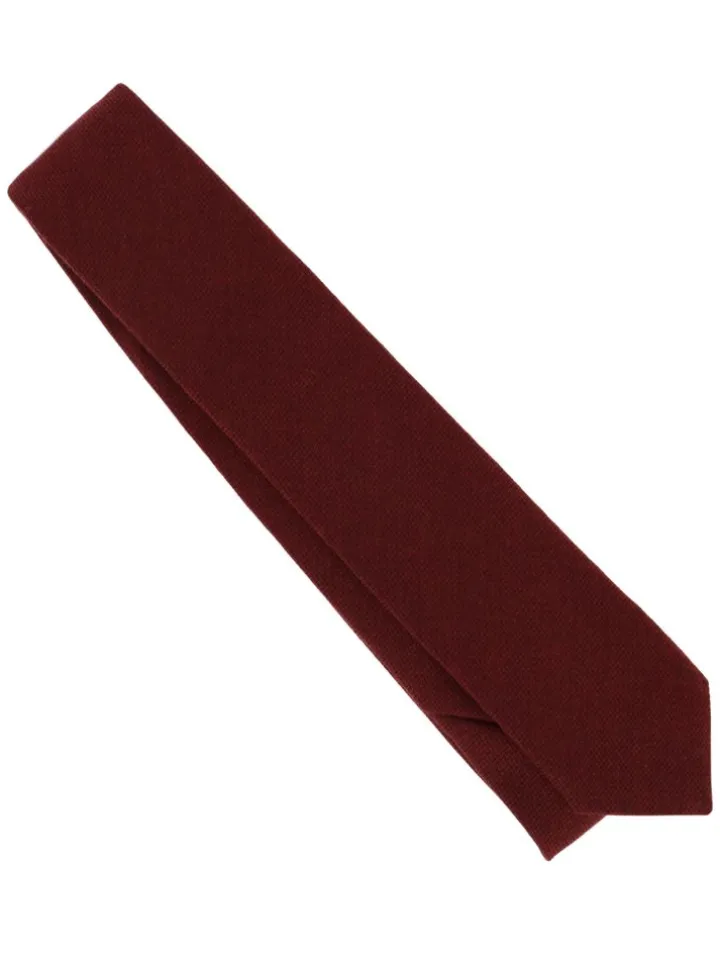 Cravate en laine rouge bordeaux à chevrons