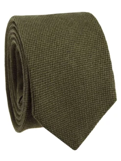 Cravate en laine vert olive à chevrons