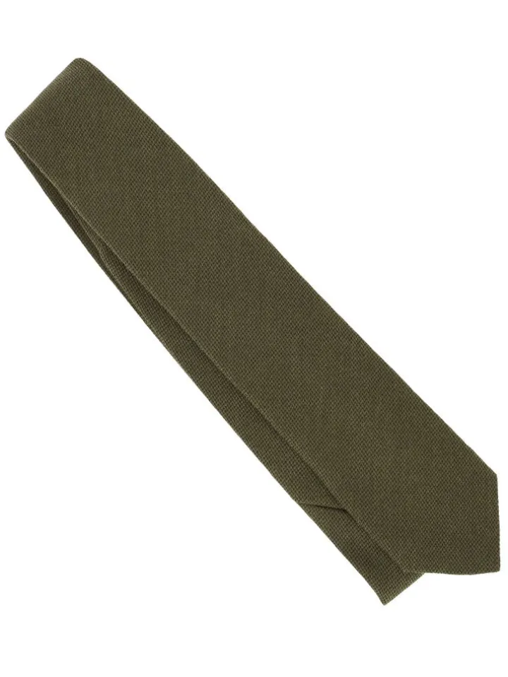 Cravate en laine vert olive à chevrons