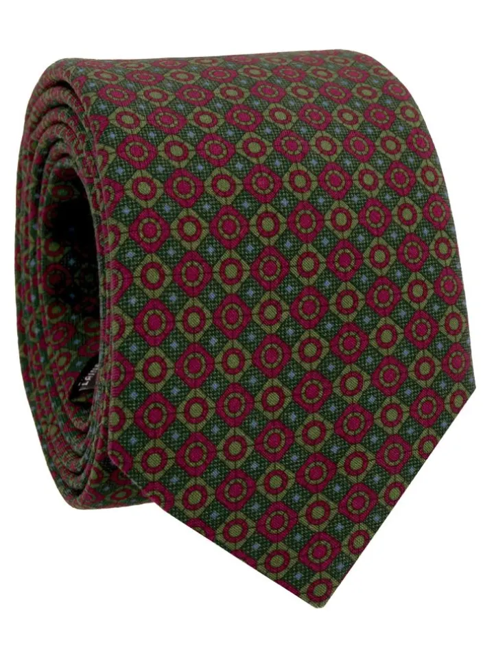Cravate en laine verte à motifs rétro