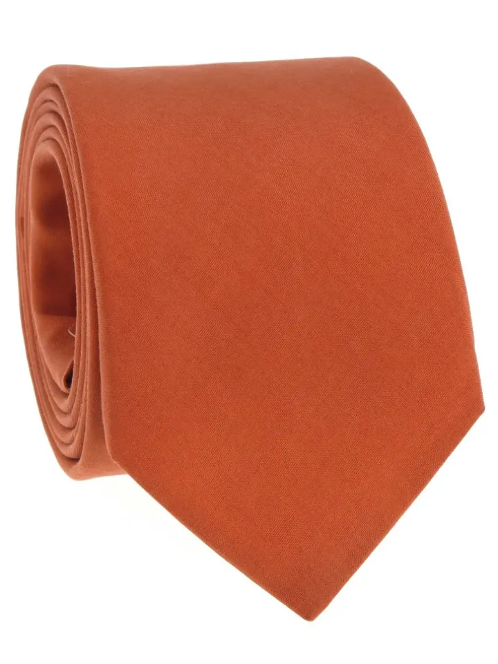 Cravate orange terre battue en soie Amalfi