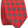 Cravate rouge motif rosace