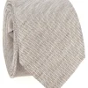 Cravate taupe en lin et coton Verone