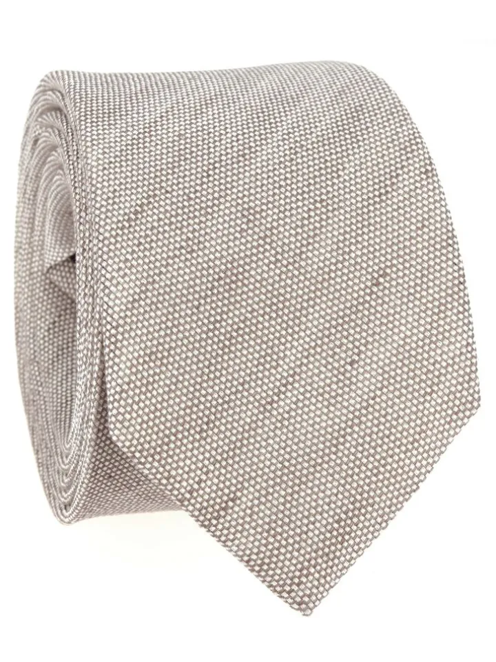 Cravate taupe en lin et coton Verone