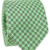 Cravate vert d'eau à motif floral blanc