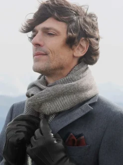Gants en cuir noir doublure cachemire