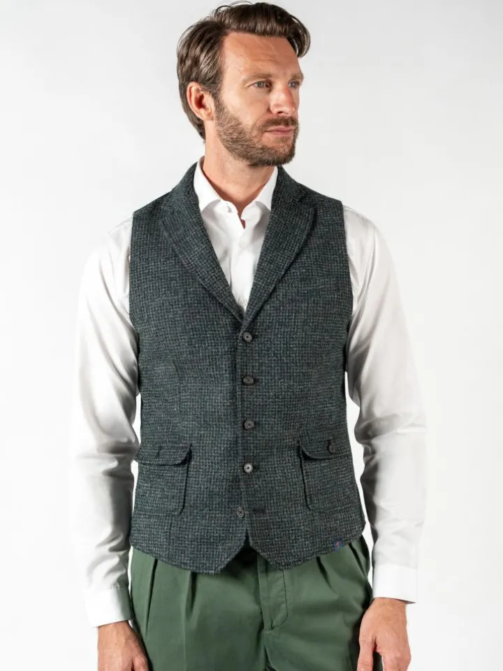 Gilet homme en laine mélangée vert
