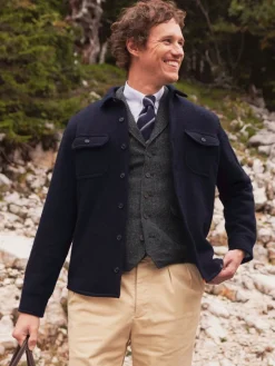 Gilet homme en laine mélangée vert