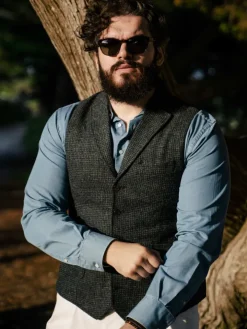 Gilet homme en laine mélangée vert